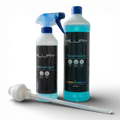MILURY Glasreiniger Set mit Sprühflasche, Konzentrat und Dosierhilfe